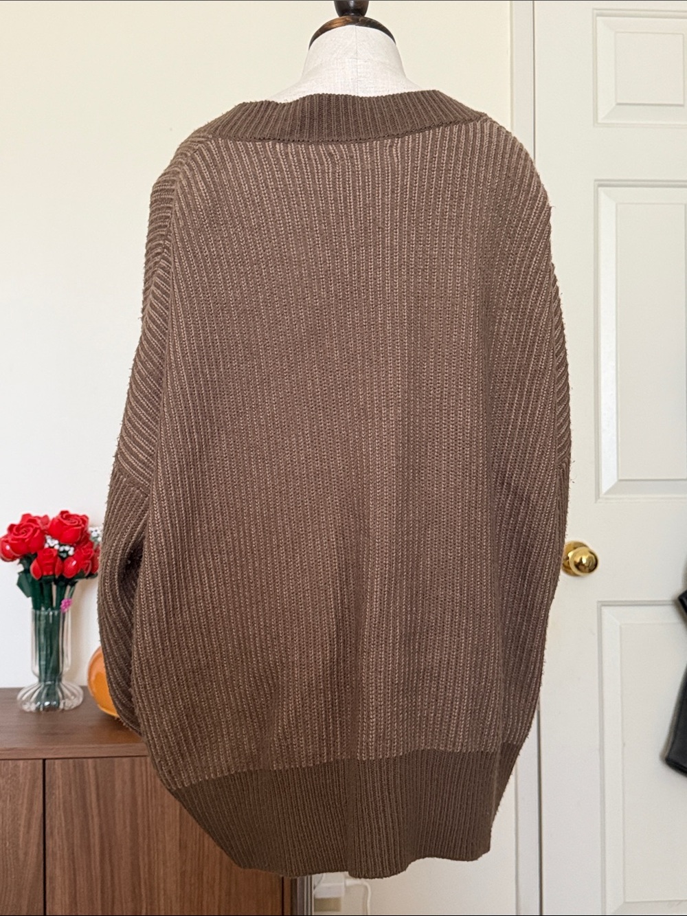 OAK + FORT Brown Ribbed Button-Front V-Neck Cardigan - Picture 5 of 5